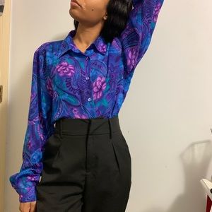 Cool Color Floral Blouse
